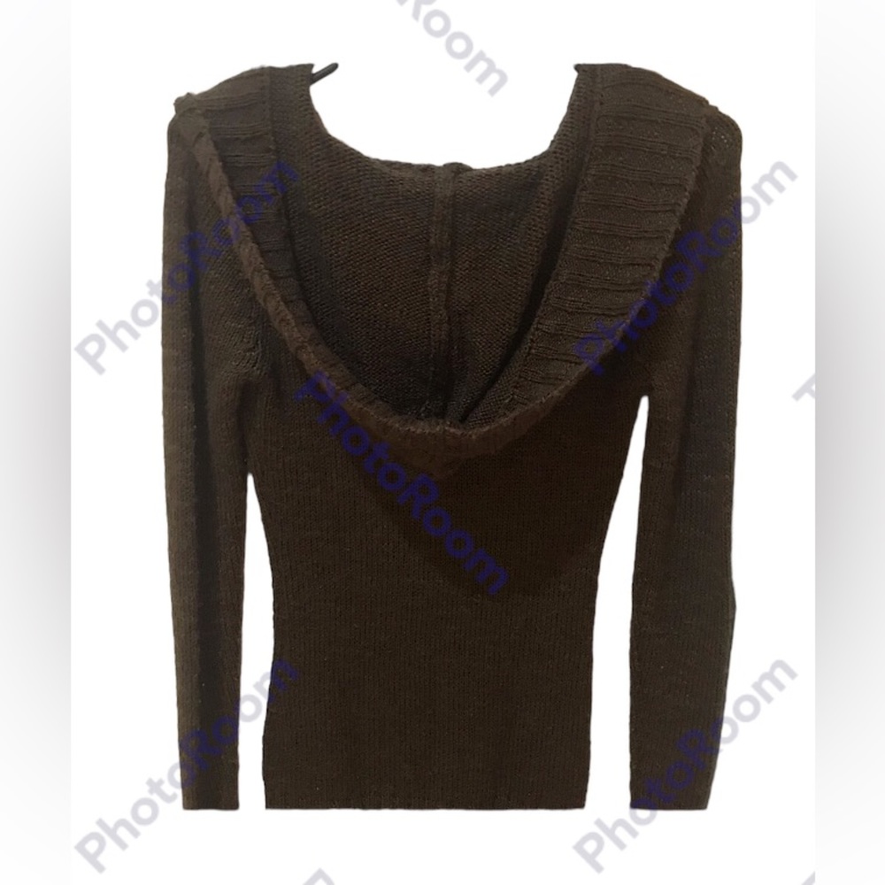 🔥EUC/BEBE BEAUTIFUL-CHOCOLATE BROWN HOODIE SWEATER VEERY WARM& VERY SOT WORN 1X - Picture 2 of 5